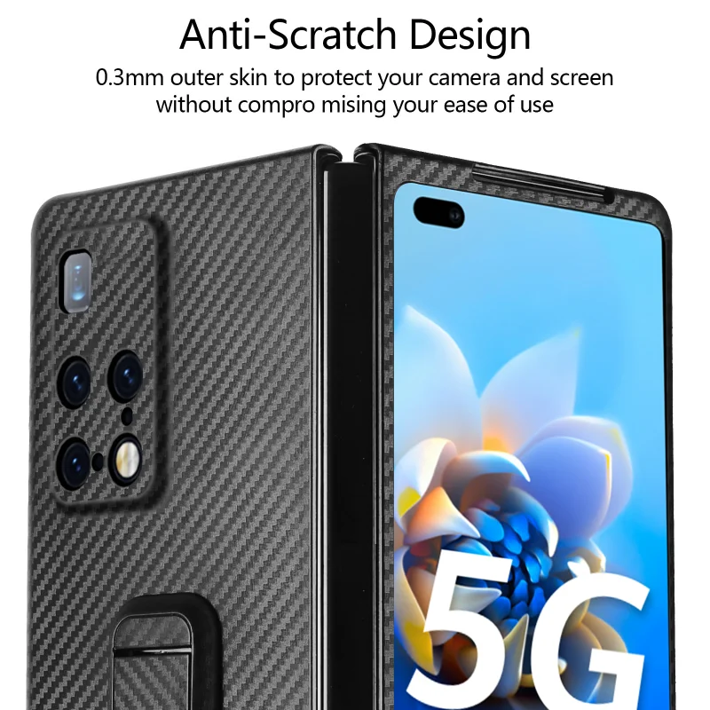 for huawei mate x2 5g case luxury carbon fiber back protection phone cover with stand holder for huawei mate x 2 funda free global shipping