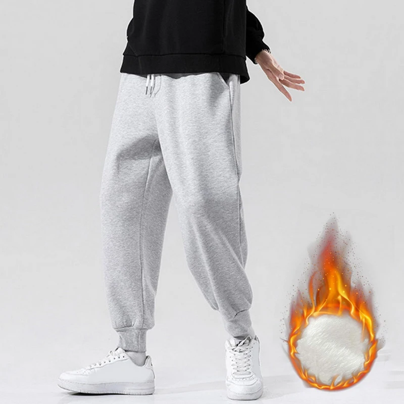 Зимние мужские штаны с меховой подкладкой джоггеры толстые спортивные брюки на