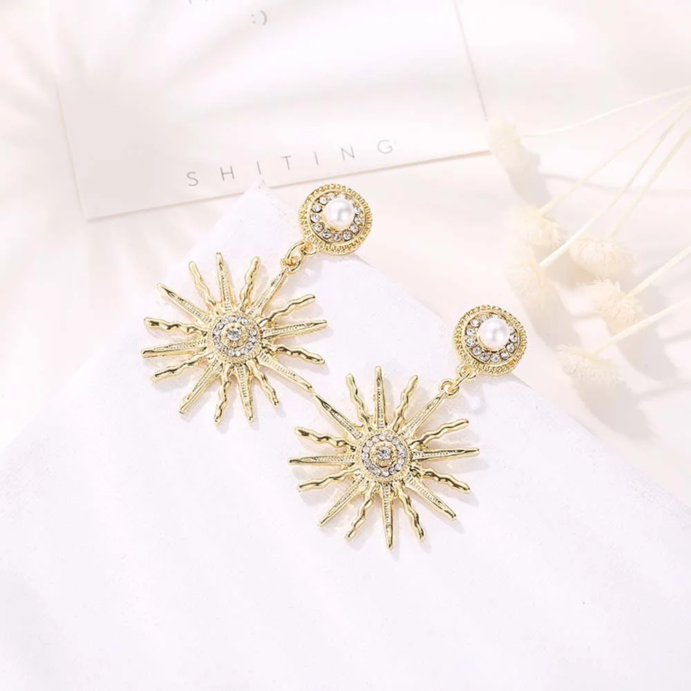 Креативные серьги-гвоздики в стиле ретро виде подсолнуха праздничные серьги рок