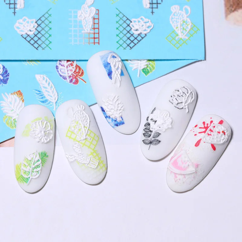 1 шт. Смешанные Цветочные листья фрукты наклейки стереоскопические переводные 3D