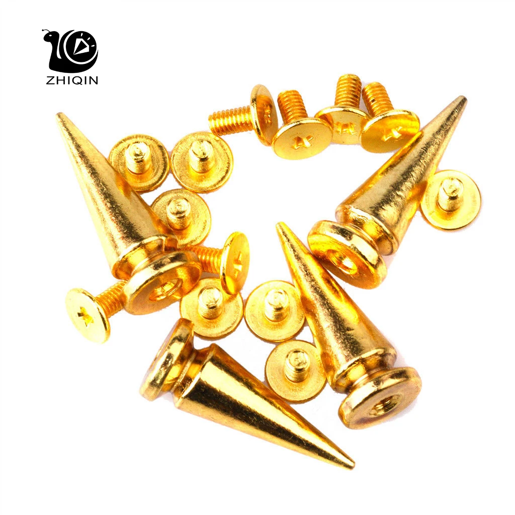 100 Наборы 25 мм золотые пятна дерево заклепки шипы панк винтовой шип Задняя Кожа