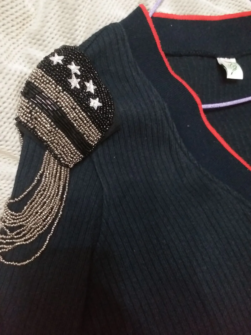 2 шт./компл. черного цвета с бахромой из бисера вышивка золотой нитью для одежды в