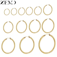zemo 12mm 80mm big circles hoop earring gold color 316l stainless steel hoop earring classic round creoles women jewelry party