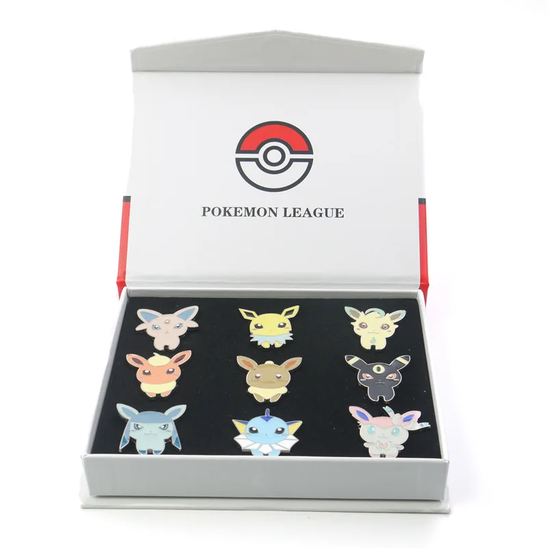 

9pcs Pokemon Enamel Pin Suit Kawaii Pikachu The Elf Cartoon Brooch Video Game Fans Badge Jewelry Gift Souvenir Pins Metal Buckle