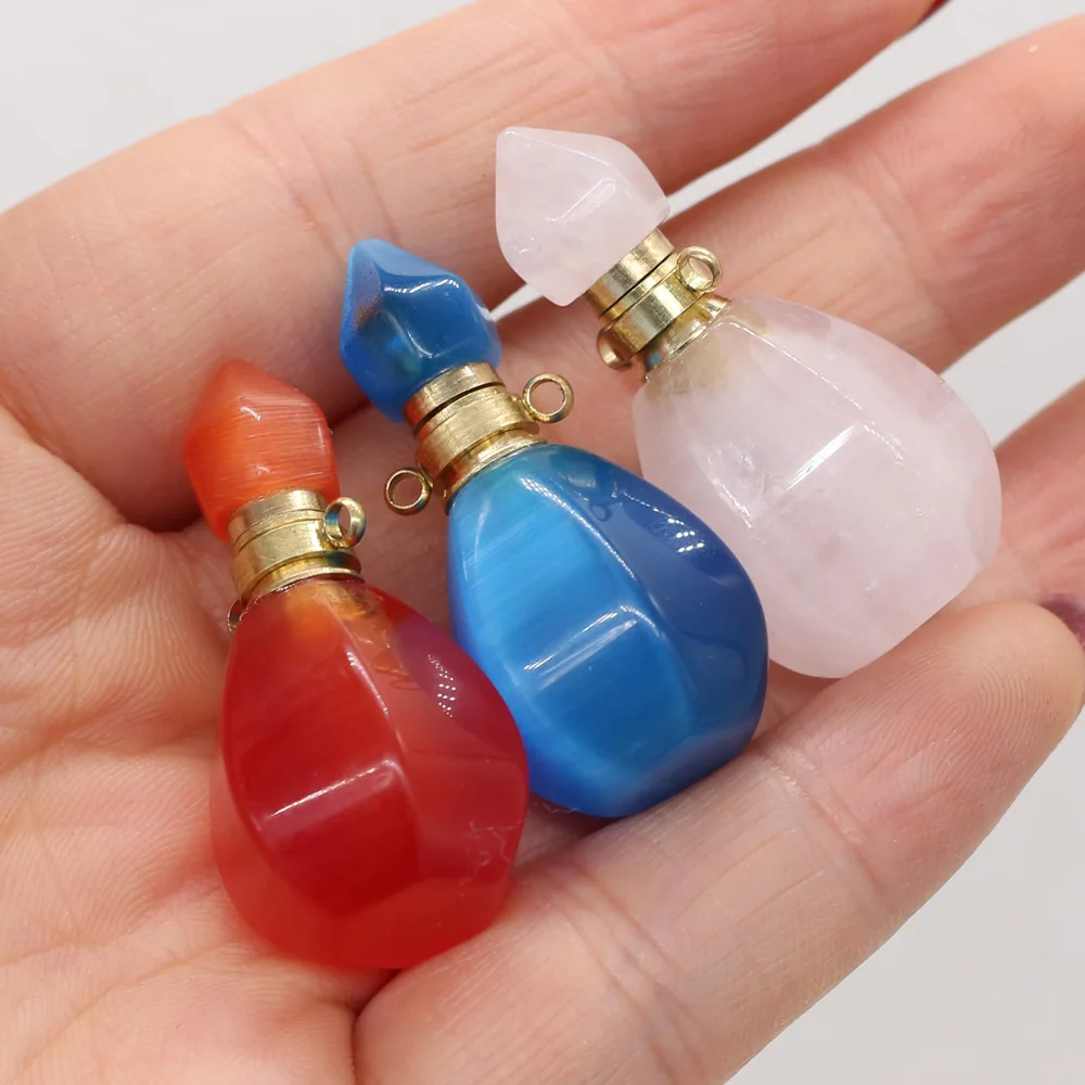 Натуральные камни подвеска в виде бутылочки парфюма многоугольника Quartzs