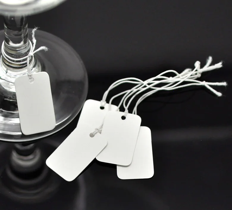 

200-300pcs Price Label Tags String Tie Watch Jewelry Display Merchandise Price Label Paper Cards Rectangular Blank Price Tag