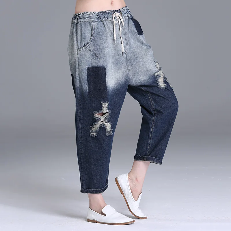 Женские джинсовые Рваные Джинсы бойфренда свободные винтажные джинсы с высокой