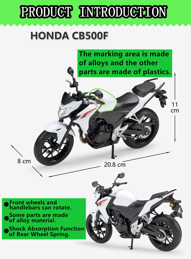 WELLY 1:10 Honda CB500 литая под давлением модель мотоцикла из сплава игрушка для детей подарок на день рождения коллекция игрушек