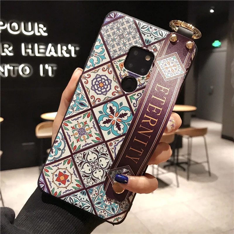 LOVECOM ретро цветочный ремешок чехол для телефона для huawei P20 Lite P30 Lite mate 20 мягкий цветочный корпус держатель телефона задняя крышка