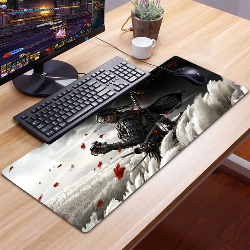 

Коврик для мыши Ghost Of Tsushima, коврик для компьютерной мыши 90x40 см из натурального каучука XXL, геймерский Настольный коврик 80x30, геймерская клави...