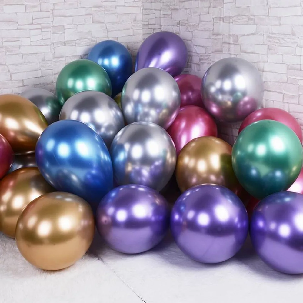 10 шт 12 дюймов блестящий металл жемчужные латексные шары толстые хром