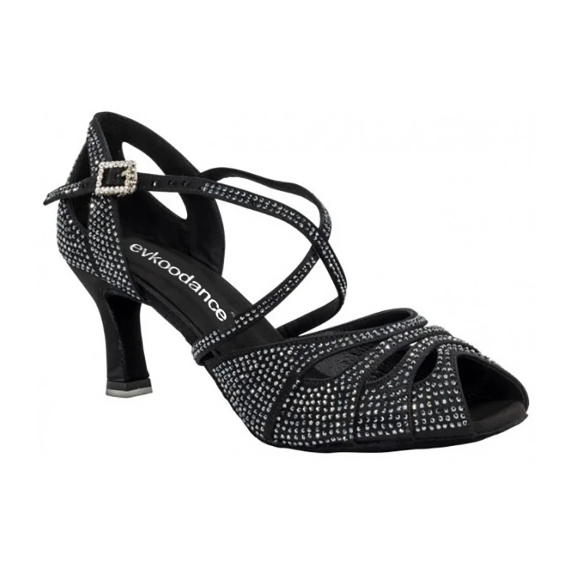 

Туфли женские атласные с открытым носком, обувь для латинских танцев, сальса, каблук 4-12, высота 6 см, профессиональные, черные