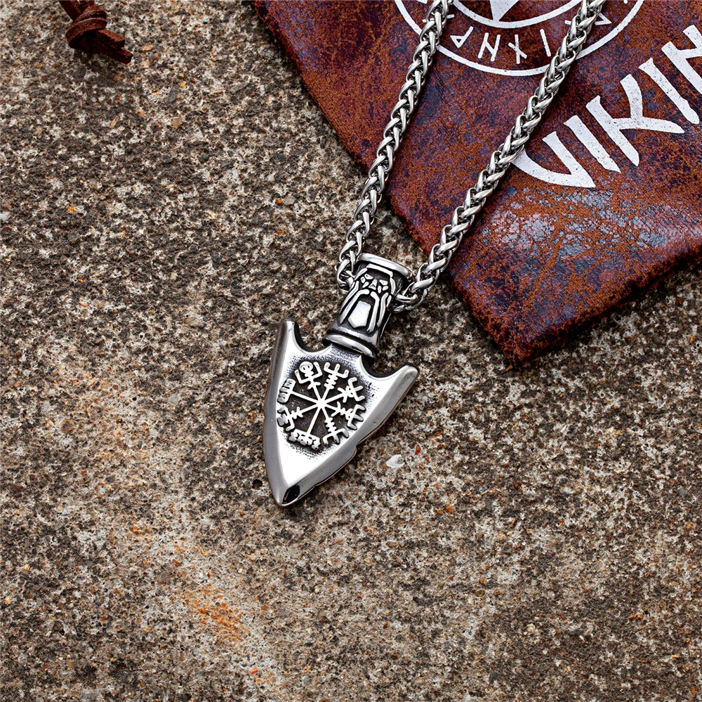 Скандинавский компас копье ожерелья мужские никогда не выцветают смешанные руны