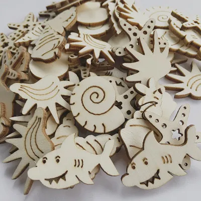 50 шт. Морская звезда Акула подводные деревянные ломтики морские животные детский