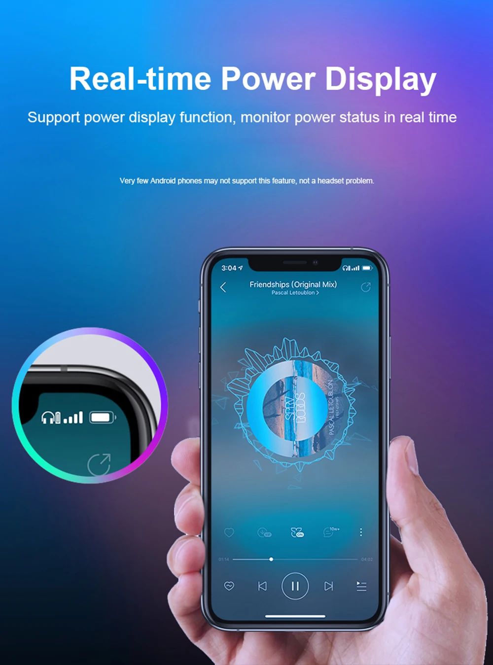 Newmsnr M7 Bluetooth 5,0 беспроводной светодиодный дисплей питания наушники, HD стерео HIFI Звук шумоподавление коснитесь управление