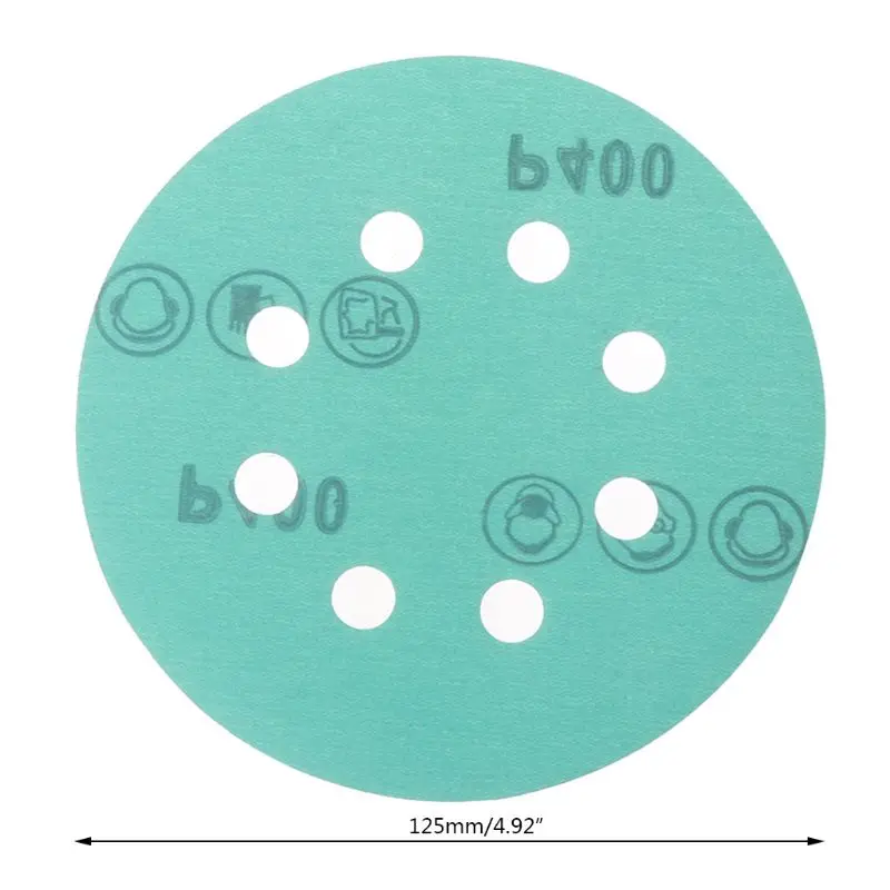 

10pcs Professional Anti Clog 125mm Sandpaper 5" Polyester Film Sanding Disc Wet and Dry Hook and Loop Abrasive Tools with Grits