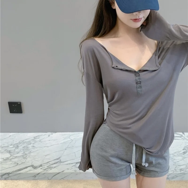 Женская тонкая футболка с длинным рукавом Осень-зима 2021 дизайнерский свободный