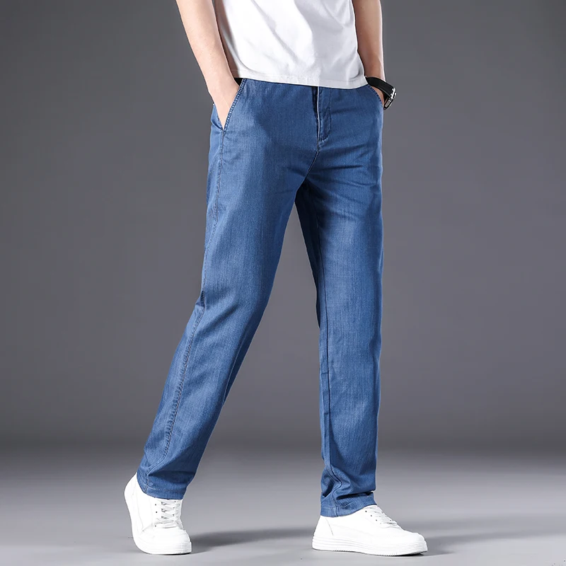 Мужские прямые джинсовые брюки деловые повседневные Модные свободные джинсы