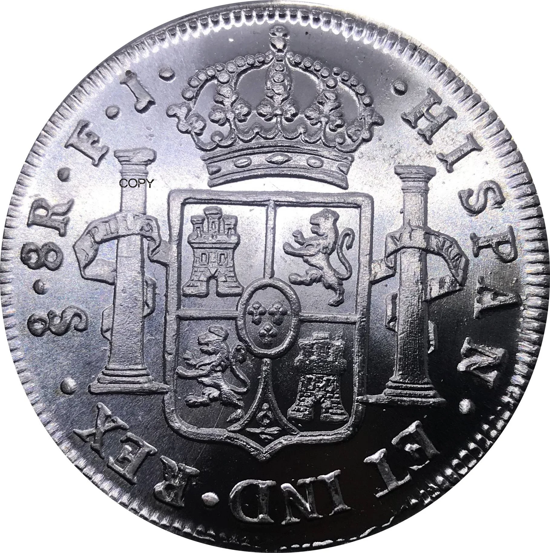 Мексиканская монета 1813 Чили 8 реалов посеребренные металлические сувенирные