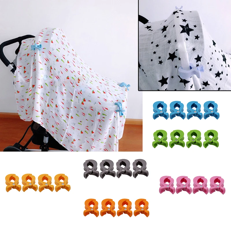 

4pc/lot Baby Colorful Car Seat Accessories Plastic Pushchair Toy Clip Pram Stroller Peg To Hook Cover Blanket Mosquito Net Clips