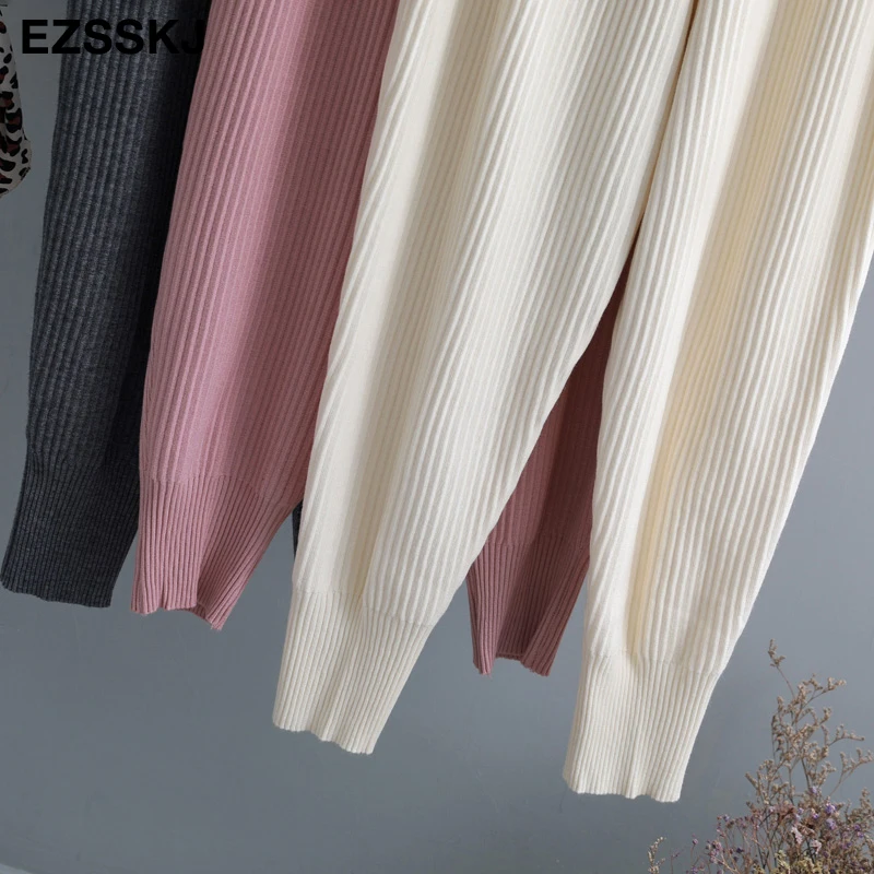 casual Elastic Waist Trousers Thick Knitted Women Harem Pants Autumn Winter Sport swear female sweater Radish pants Grandma