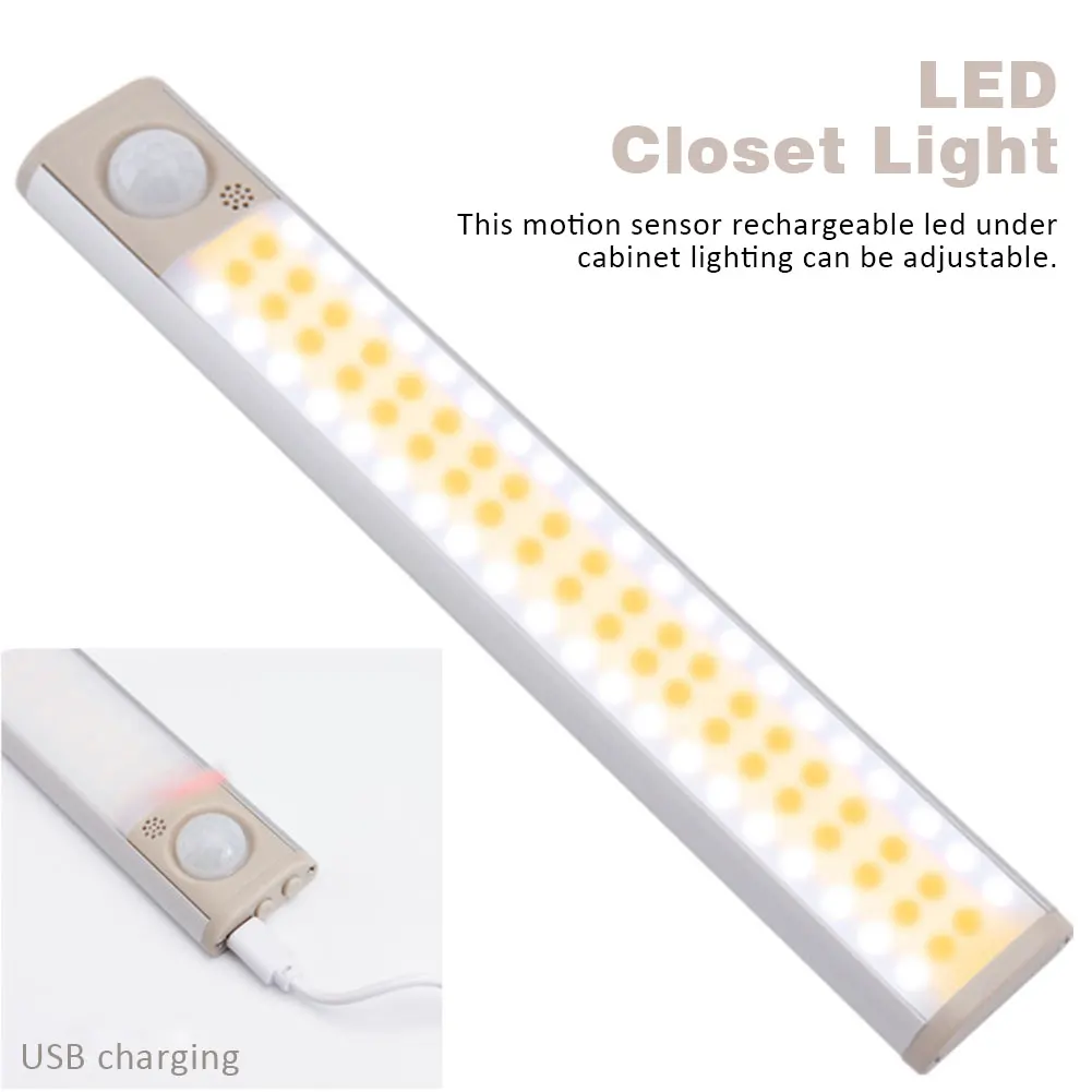 

Home Kitchen Rechargeable Easy Install Wireless LED Closet Light Motion Sensor Wardrobe Night Lighting Under Cabinet Dimmable