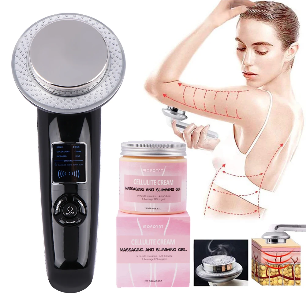 

EMS Ultrasonic Cavitation LCD 6 in 1 Body Slimming Massager Weight Loss Fat Burn Machine With Fat Burn Cream Gel Cellulite