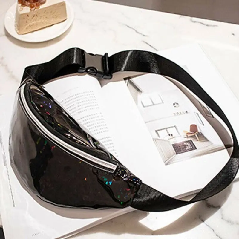 

Women Sequin Waist Fanny Pack Belt Bum Bag Pouch Hip Purse Waterproof Reflective Laser Zipper Female Waist Packs