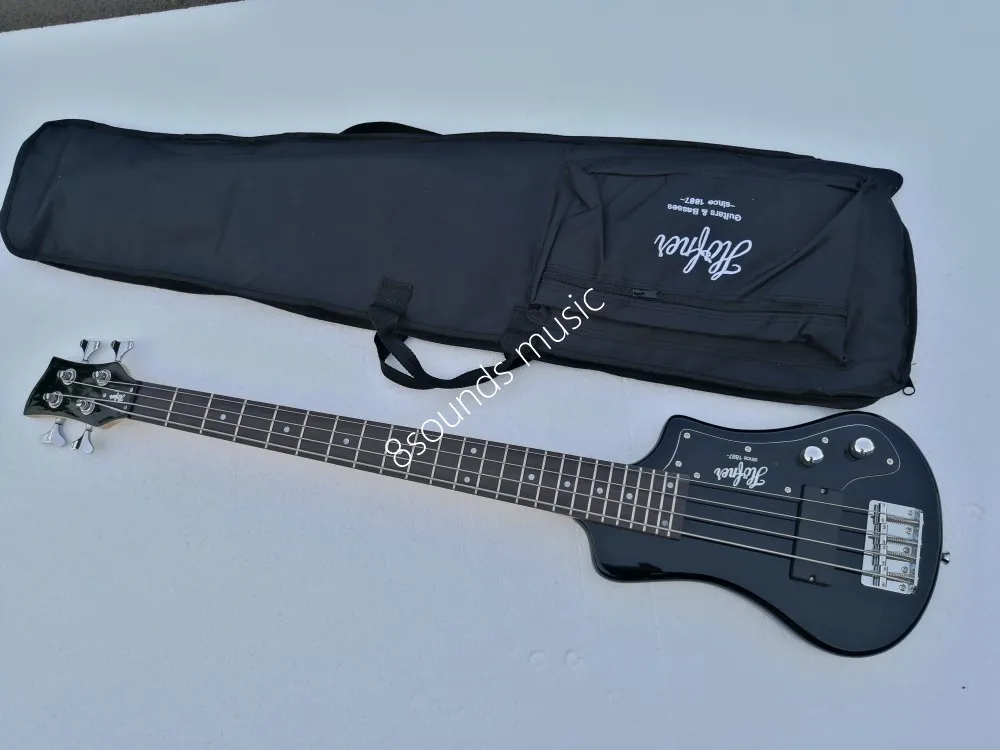 Бесплатная доставка Черный hofner коротышка бас 4 струны пользовательские Мини