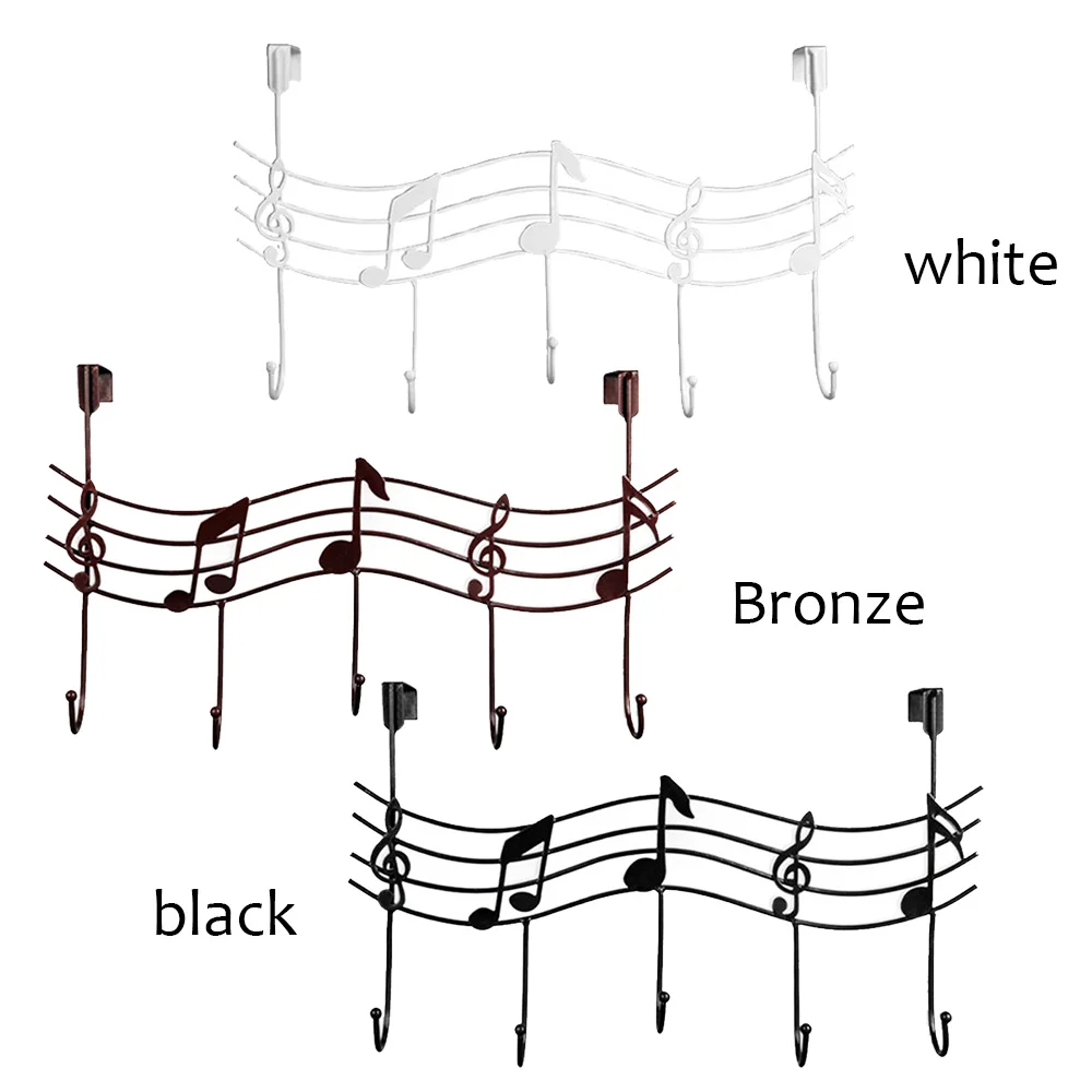 

1pcs Wavy Musical Notes 5 Hooks Wall Mounted Coat Rack Clothes Door Hanger Elegant Finish Simple Design Decorative Household