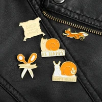 cartoon cute snail fox scissors alloy paint quaint pleasure pin pin fashion small smart and exquisite animal badge jewelry gift
