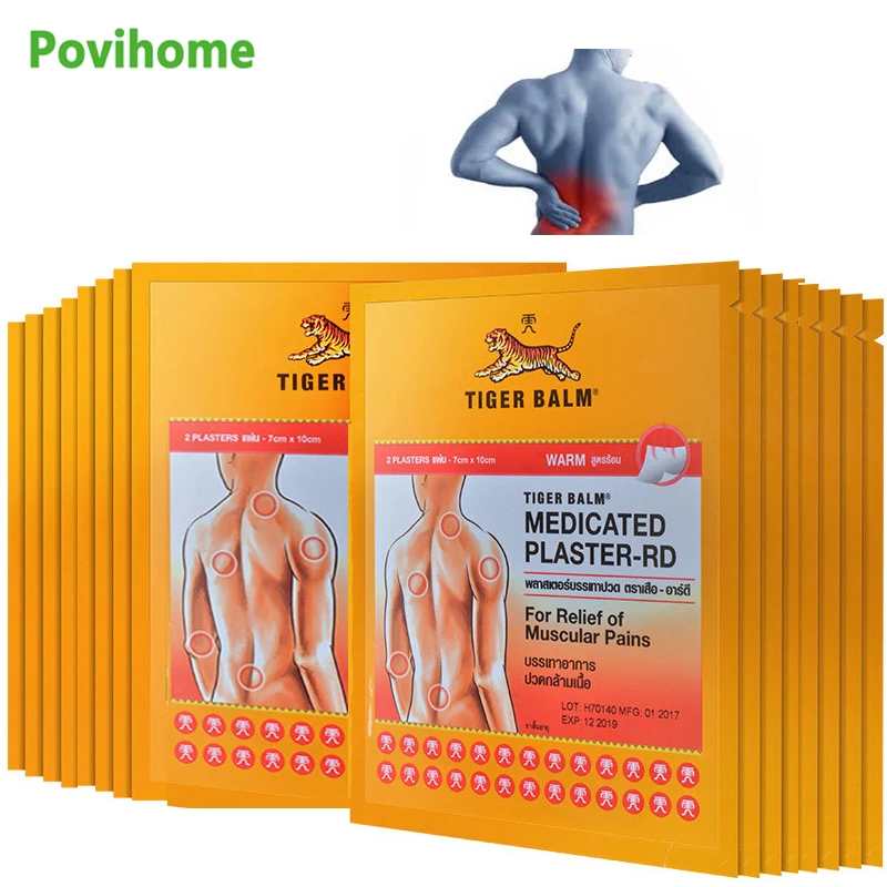 

Povihome 40Pcs/20Bags Red Tiger Balm Neck Back Joint Pain Relief Patch Warm Plaster