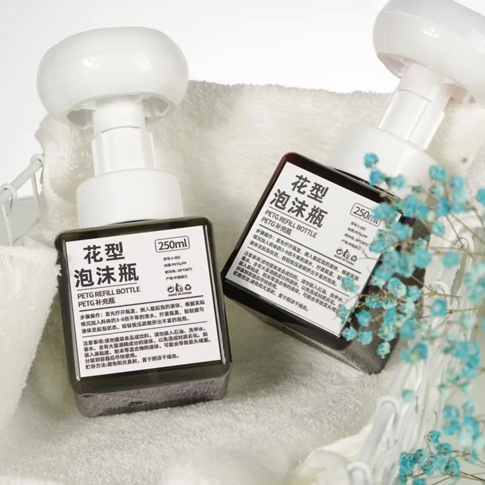 

250ML Soap Bottle Foaming Lotions Refillable Bottle Flower Pump Head Soap Shampoo Cosmetic Empty Bottle