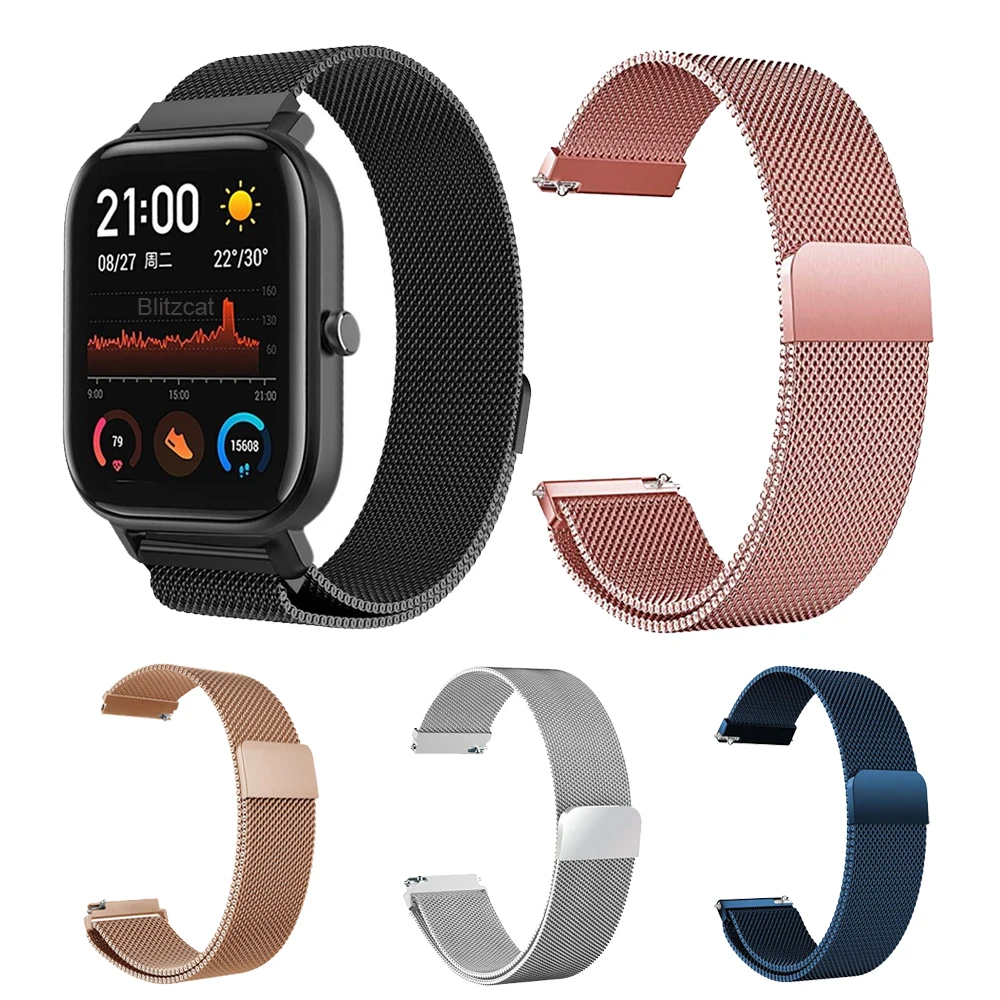 20 мм металлический ремешок-браслет для Xiaomi Huami Amazfit GTS Смарт-часы ремешок из нержавеющей стали сменный ремешок для Amazfit Bip Youth