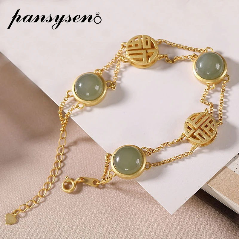 Женский браслет из натурального яшмы PANSYSEN вечерние браслеты стерлингового