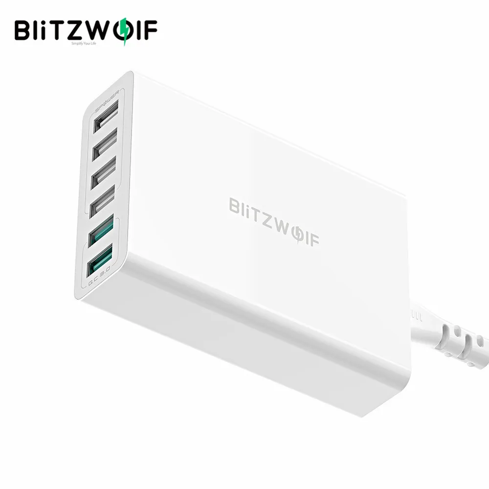BlitzWolf 60W Двойной q3.0 6 Порт USB ТЕЛЕФОН Зарядное устройство для iphone Huawei Samsung Мобильный