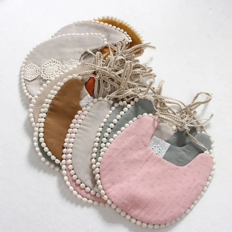 

Infant Baby Girl Boy Bib Kid Toddler Dinner Feeding Tassel Double-deck Cotton Linen Burp Cloths Saliva Towel