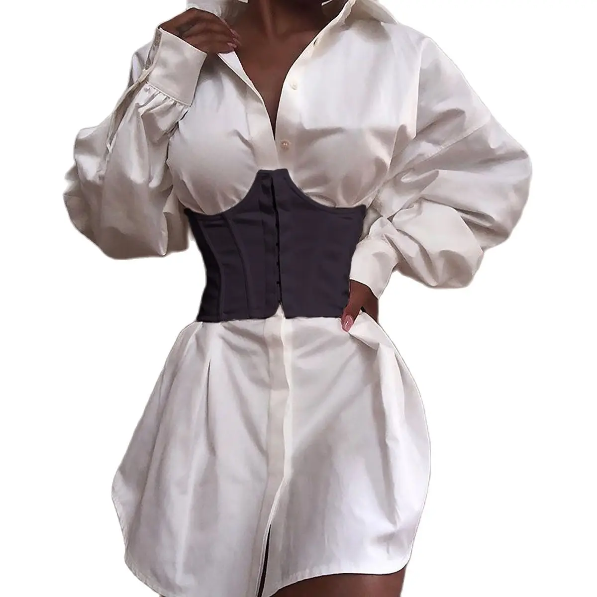 

Women Corset Waist Belt 2021Solid Color Sexy Wide Elastic Tie Bodycon Waspie Belt S-L