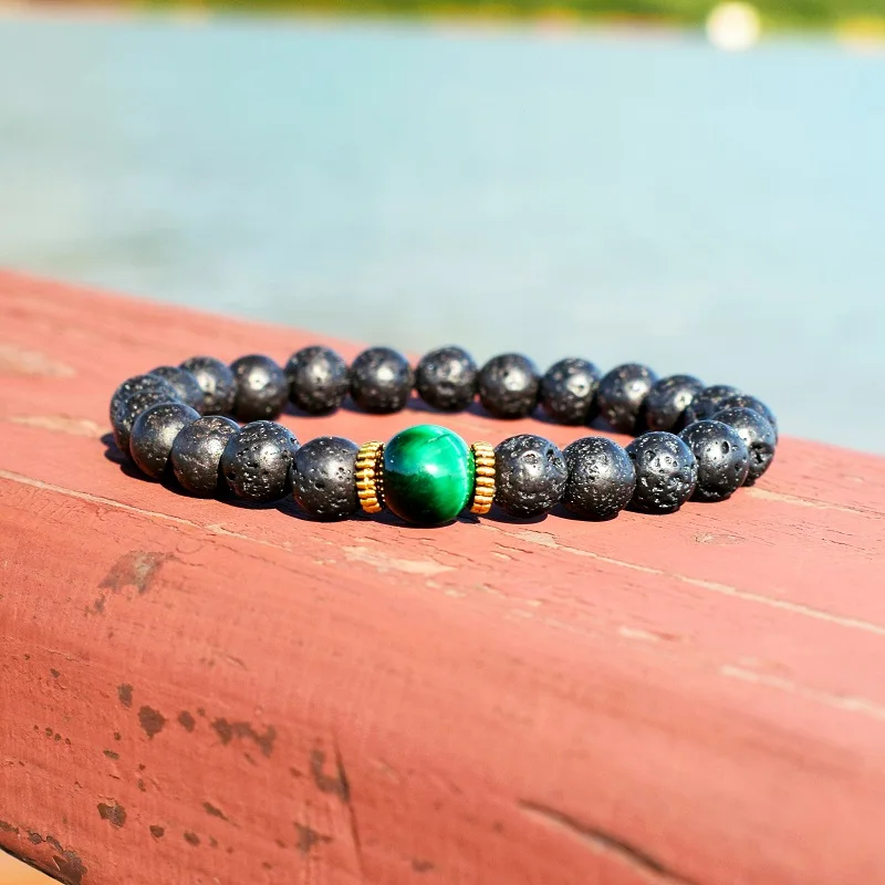 

Natural Colorful Tiger Eye Bracelets Men Lava Stone Beads Dream Bracelet Universe Chakra Diffuser Bracelets Women Lucky Jewelry