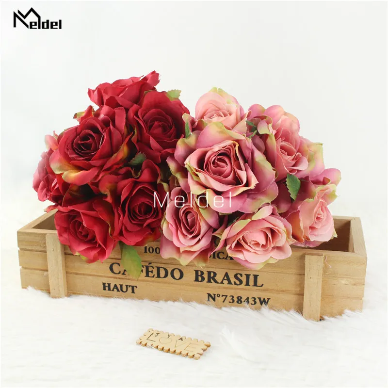 Букет роз из искусственных цветов маленький букет 6 головок шелковые