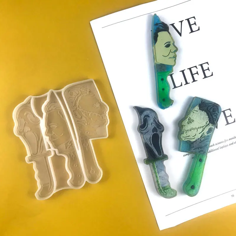 3 In 1 Horror Scream Knife Resin Mold Epoxy Dagger Shape Silicone Mould DIY Crafts Jewelry Making Casting | Дом и сад