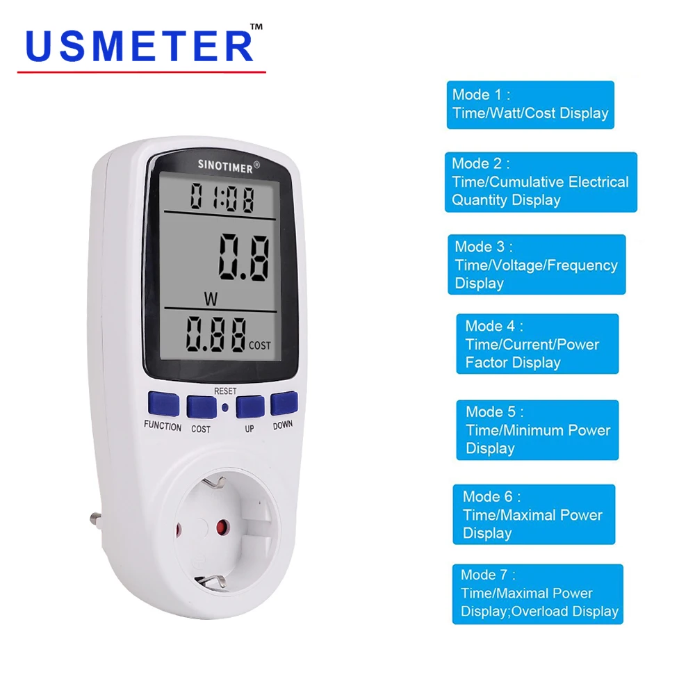Цифровой ваттметр с вилкой Стандарта ЕС 230 В 120 потребляемая мощность измеритель