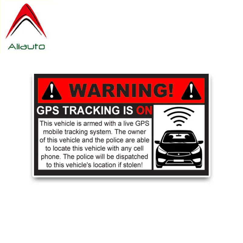 Aliauto Warning Car Sticker Red Attention GPS Tracking Is on Noticeable Sunscreen Reflective Anti-UV Decals PVC 12cm*7cm | Автомобили и