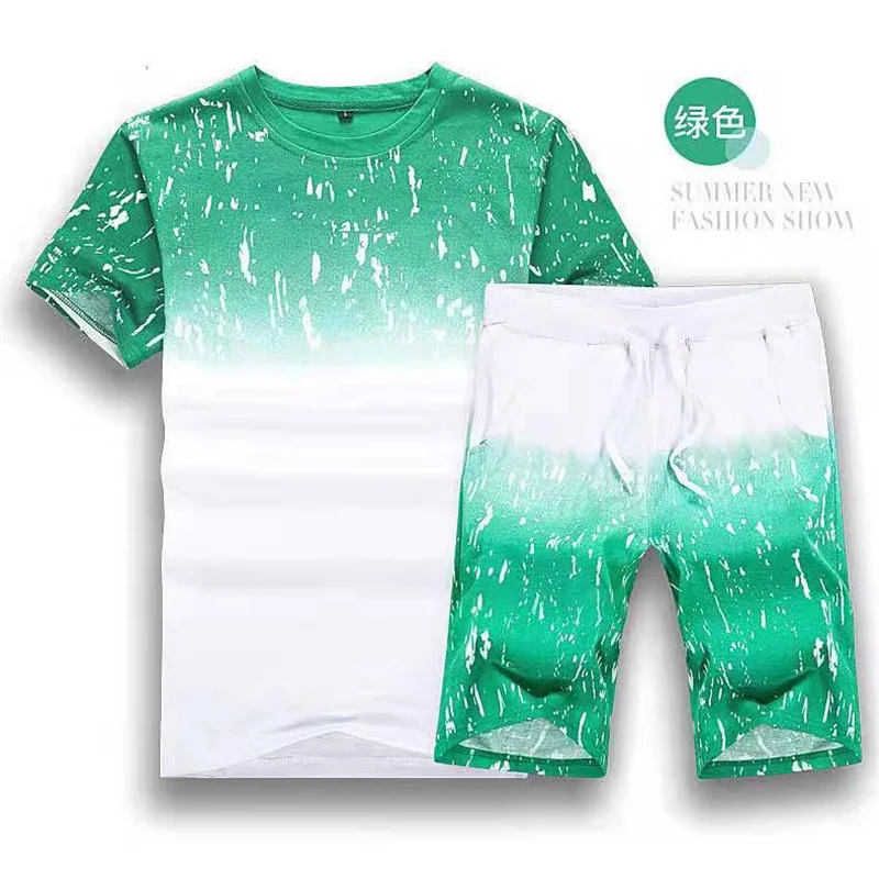 

Новинка 2021, летний костюм, мужская версия тренда красивого бренда, две повседневные мужские футболки с коротким рукавом