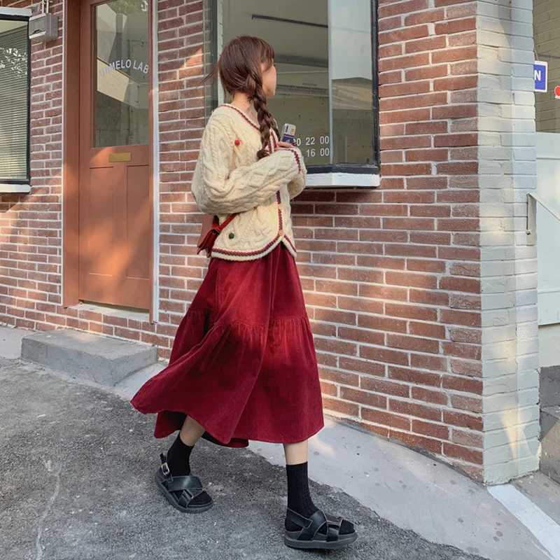 Женская юбка новинка 2021 корейский стиль элегантный однобортный Кардиган с