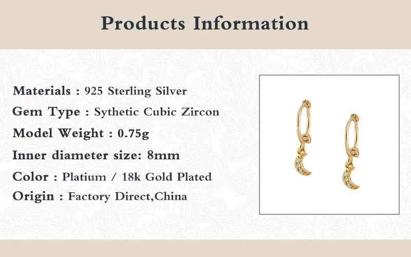 

VINY 2021 Trend Pendientes Mujer Orecchini Silver 925 Jewelry Earrings For Women Moon Dangle Earring Gold/Silver Jewelry