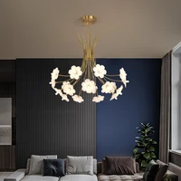 all copper light luxury living room chandelier nordic bedroom dining room lamp simple household personality art petal lamps