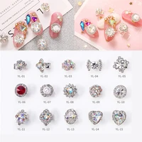 5pcslot rotate charms luxury change to good fortune diamonds rotating crystal flower zircon jewel gemstone nail accessories 498