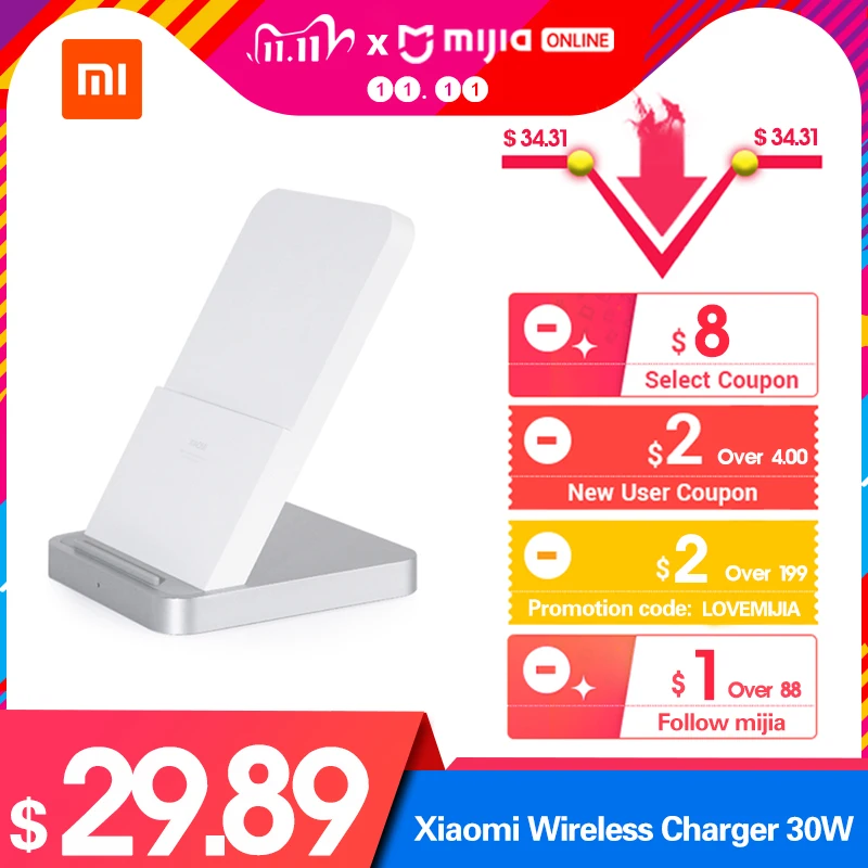 Оригинальное беспроводное зарядное устройство Xiaomi вертикальное с воздушным