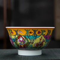 ethnic bowl 1 bowl jingdezhen high temperature porcelain pure handmade rice bowl butter tea bowl tibetan buddhist bowl